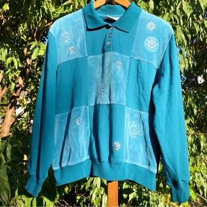 Alfred dunner Checkered Bedazzled Embroidered Sweater